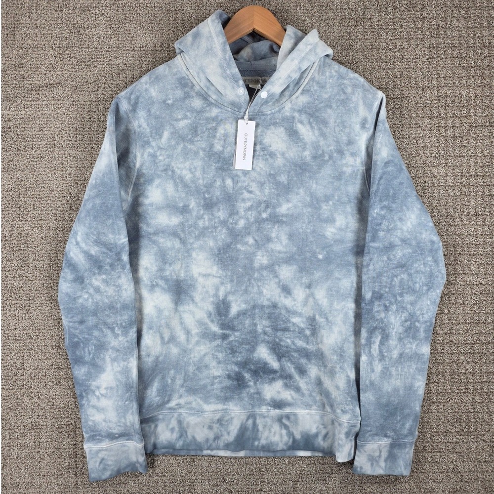 Outerknown Mens Sur Snap Tie Dye Ink Blue Hoodie Blue XL New